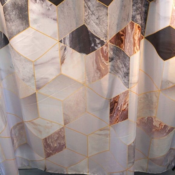 Bathroom Shower Curtain Abstract Modern Geometric Marble - Picture 3 of 9